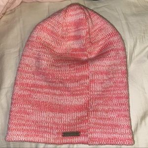 Pink sparkly beanie hat stripes spacecraft Barbie snow winter ski outdoors